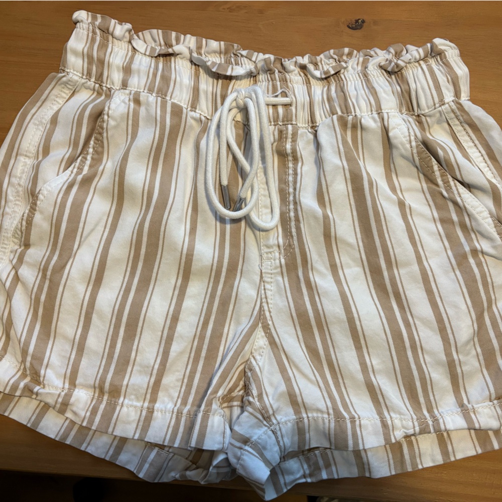 LOFT Beige and White Striped Top